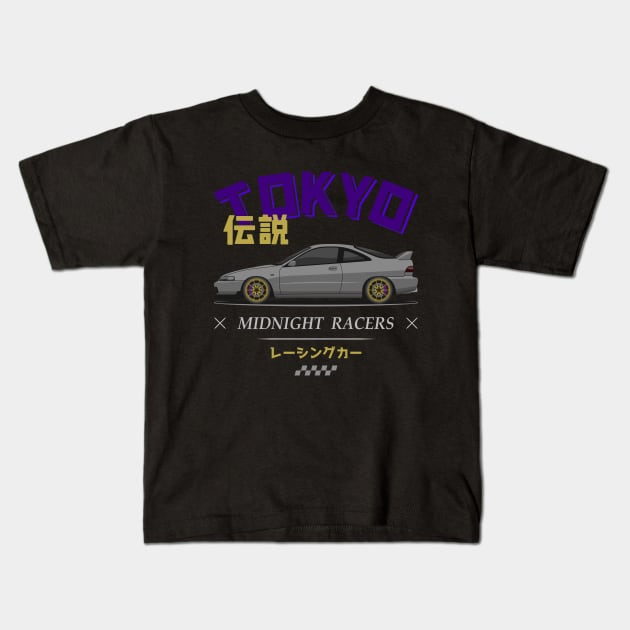 Midnight Racer Silver Integra DC 2 JDM Kids T-Shirt by GoldenTuners